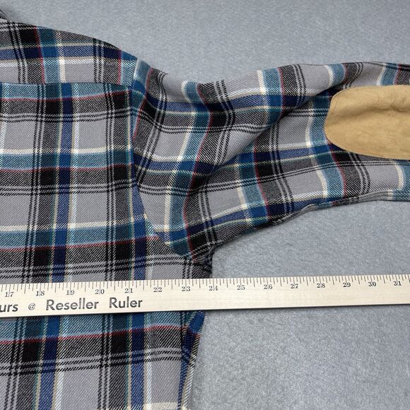 VTG Pendleton Shirt Large Mens Wool Flannel LOBO Plaid Long Sleeve Elbow Patch - Picture 10 of 12